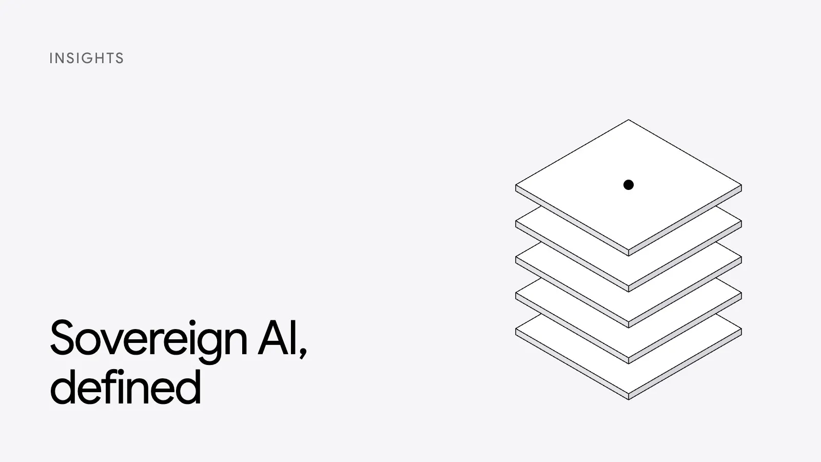 Five flat layers stacked in 3D, with a dot on the top layer
